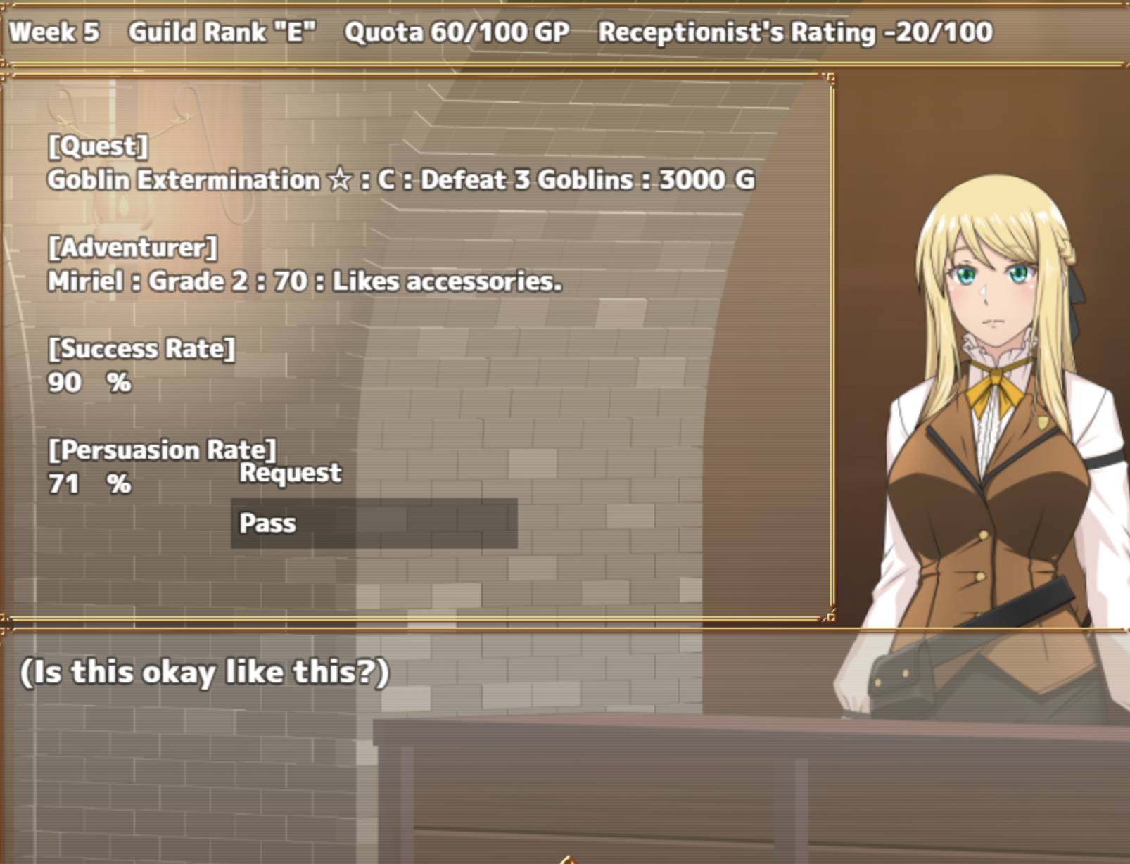 Receptionist at the Bottom Tier Guild